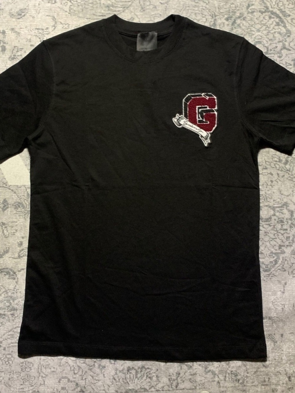 Givenchy Black Short Sleeve Crew with Red 'G' Chest Patch